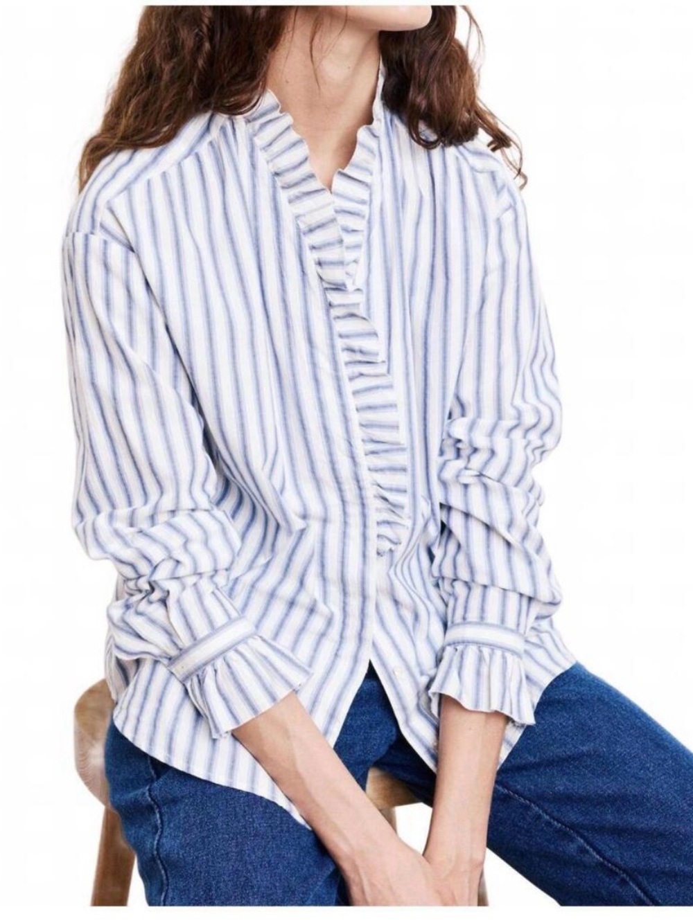 HARTFORD carmela woven shirt in white/blue